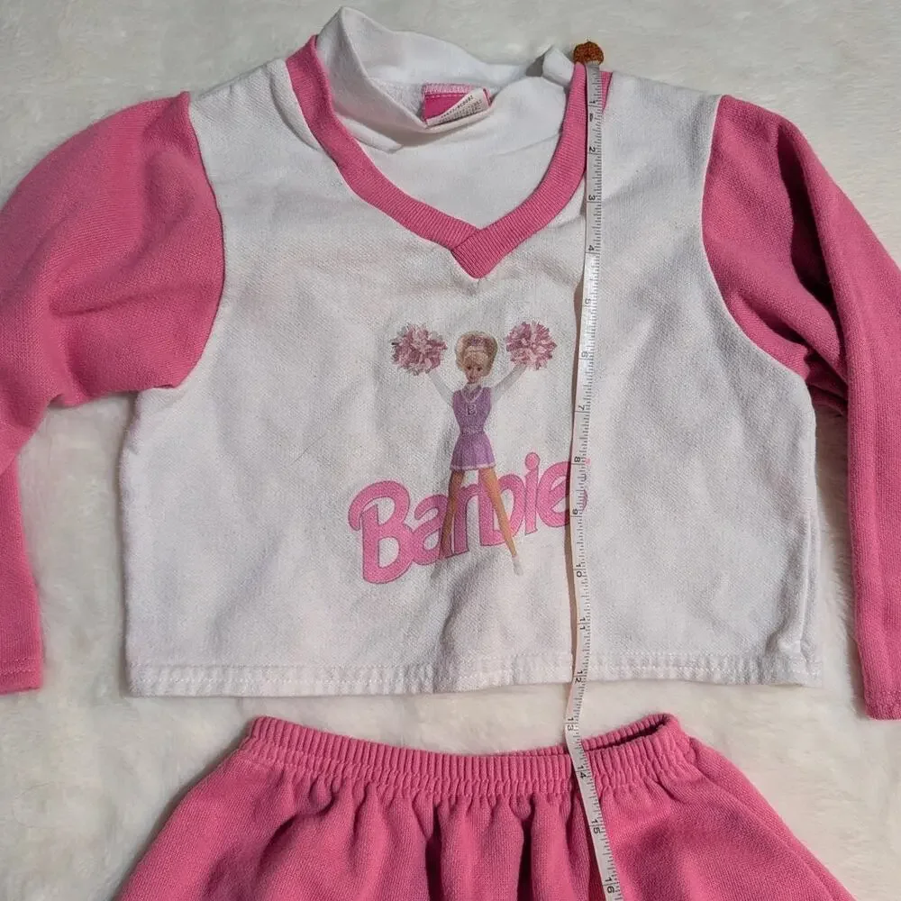 Vintage Barbie | Cheerleader Sweatshirt & Fleece Skirt Outfit Set | Girls 4